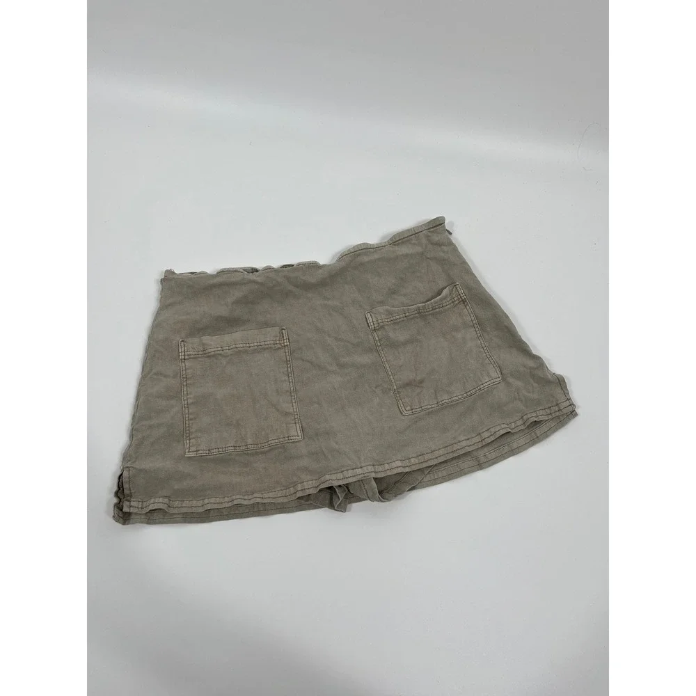 Urban Outfitters Womens Y2K Micro Mini Skirt XS Beige Skort Shorts Casual 2000s